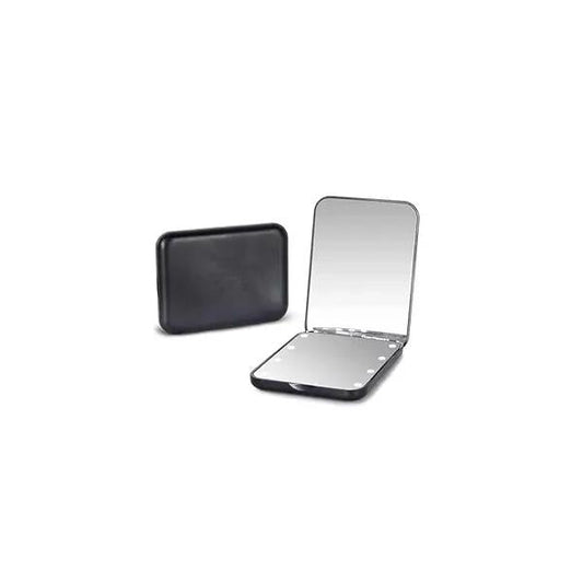 Kintion Pocket Mirror, 1X/3X Magnification LED Compact Travel Makeup Mirror with Light for Purse, 2-Sided, Portable, Folding, Handheld, Small Lighted Mirror for Gift, Black